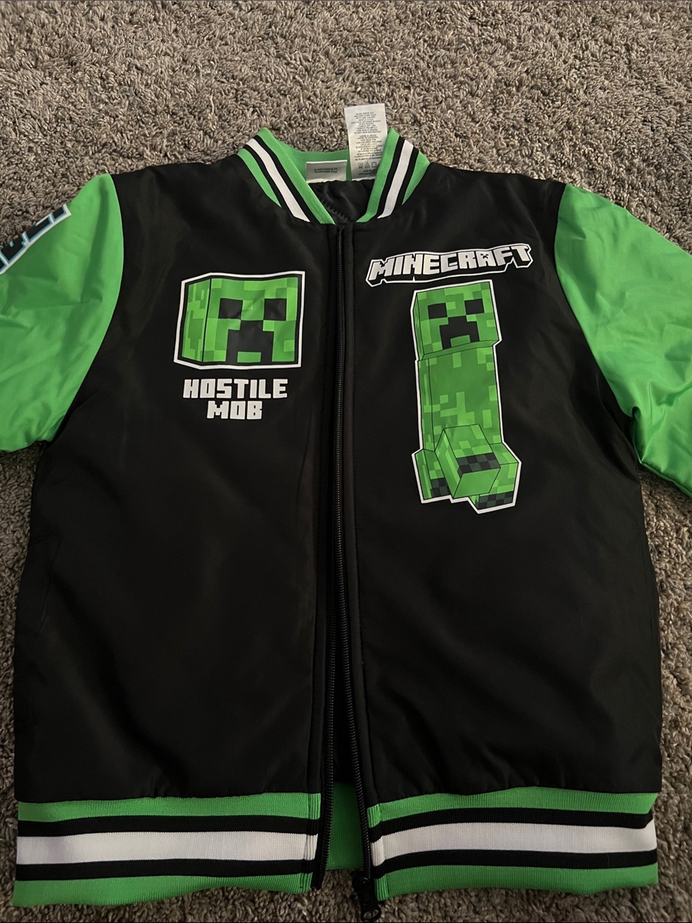 Kids Minecraft Creeper Jacket - Black & Green